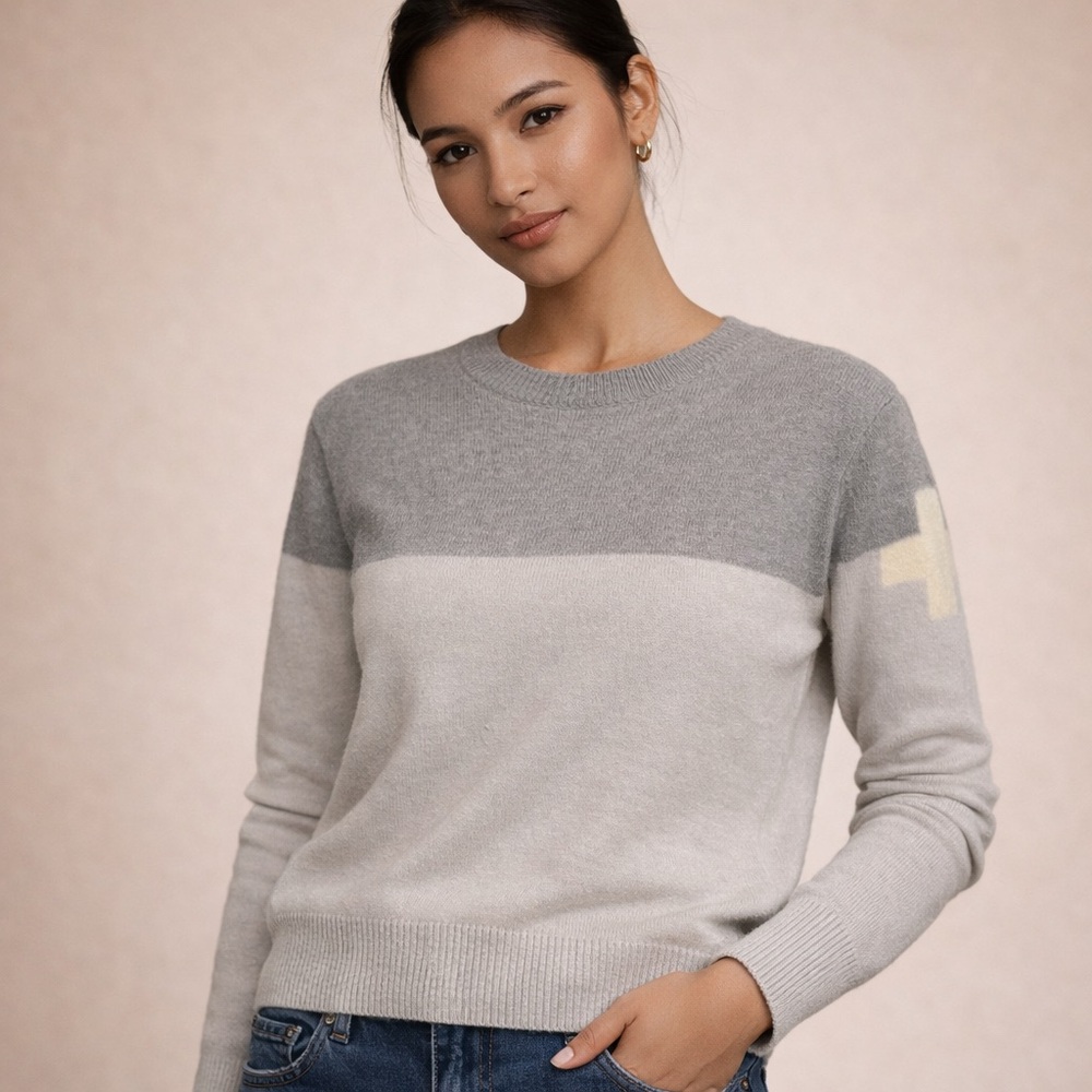 G/FORE Gray Colorblock Knit Sweater Size Small Luxury Athleisure Golf Style